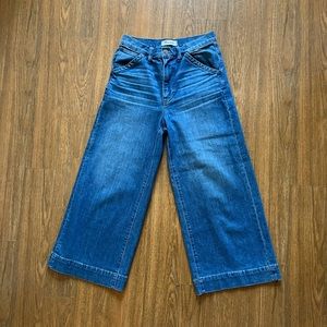 Madewell Wide Leg Cropped Dark Wash Jeans